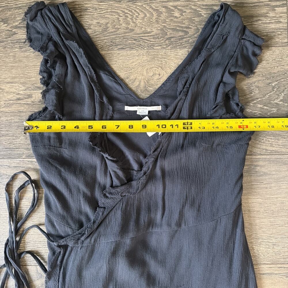 Kimchi Blue Urban Outfitters Sz M Black Wrap Mini Dress Whimsigoth Ruffle Goth - Picture 5 of 8